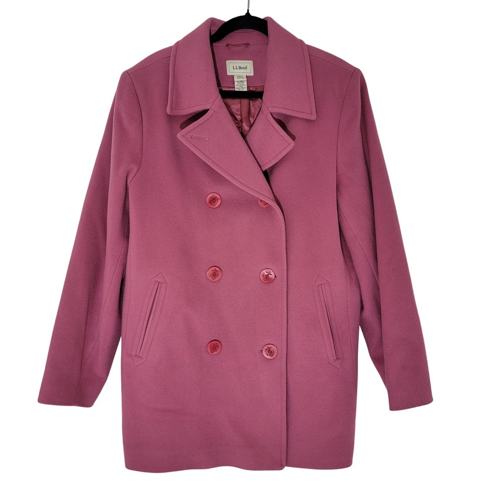L.L. Bean Women's Wool Blend‎ Thinsulate Double Breasted Pea Coat Pink Size 18
